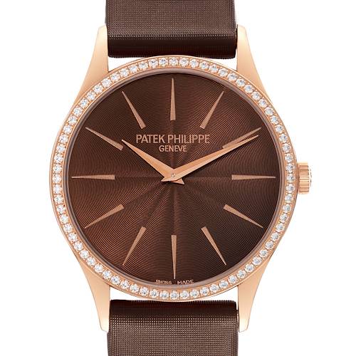 Photo of Patek Philippe Calatrava Rose Gold Brown Dial Diamond Ladies Watch 4897R 4897