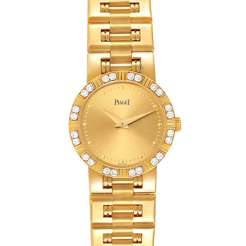 The image shows a top view of a Piaget 80564K81 Women's Yellow Gold Champagne Dial 80564K81 Women's Yellow Gold Champagne Dial Dancer Yellow Gold Champagne Dial Diamond Ladies Watch model 80564.