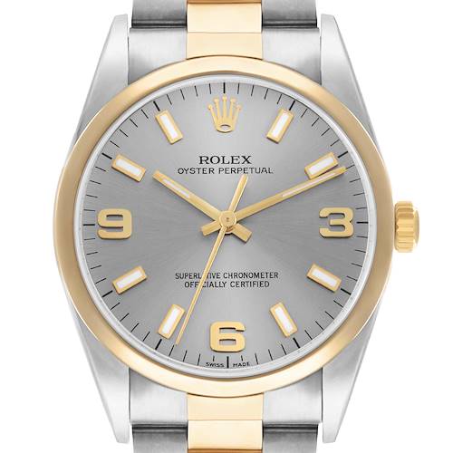 Photo of Rolex Oyster Perpetual Steel Yellow Gold Slate Dial Mens Watch 14203