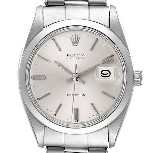 The Rolex Vintage Collection 6694 Men's Stainless Steel Silver Dial model is shown from a front angle, displaying the dial, crown, and part of the bracelet.