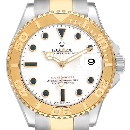 Photo of Rolex Yachtmaster Steel Yellow Gold White Dial Mens Watch 16623 Box Papers