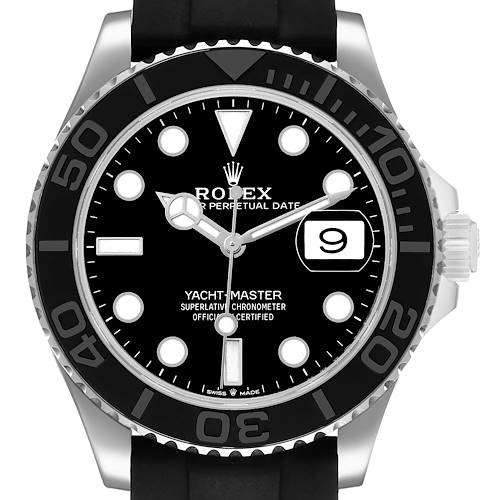 Photo of Rolex Yachtmaster White Gold Oysterflex Bracelet Mens Watch 226659 Box Card