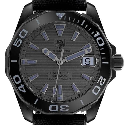 Photo of Tag Heuer Aquaracer Calibre 5 PVD Steel Mens Watch WAY218A Box Card