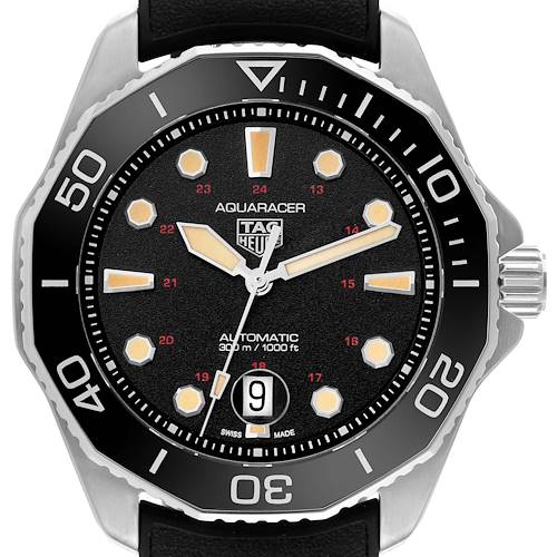 The Tag Heuer Aquaracer WBP208C.FT6201 Men's Titanium Black Dial watch is shown from the front, highlighting the dial, bezel, and crown.